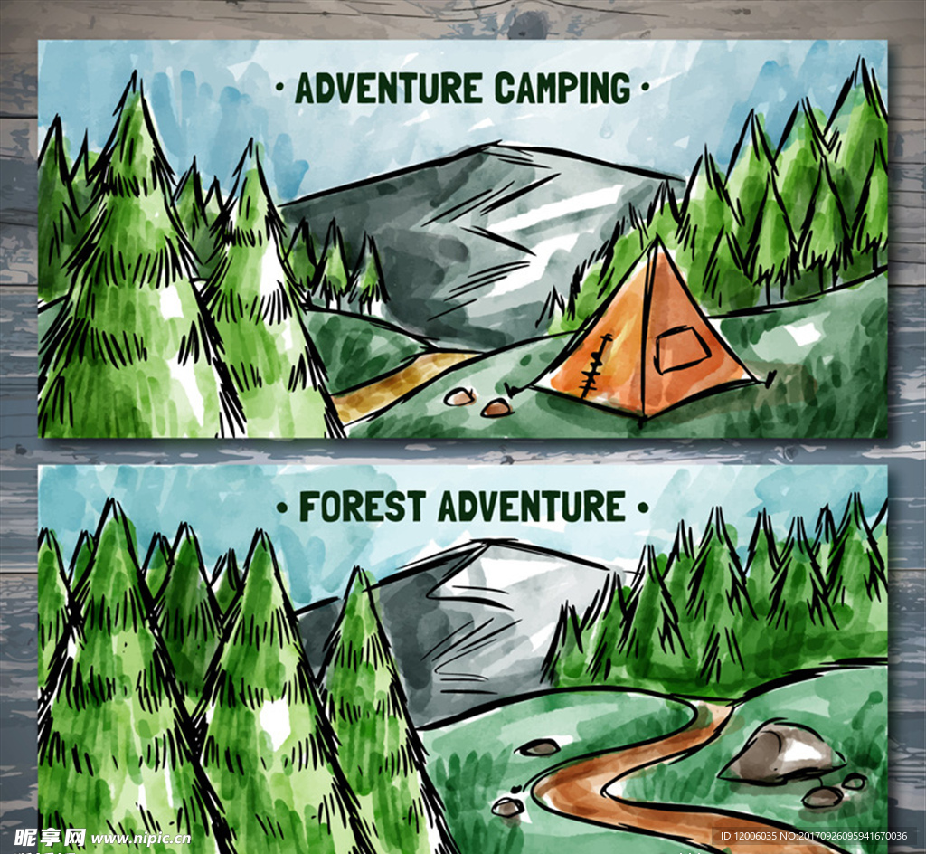2款彩绘森林探险banner