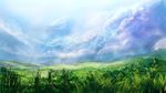 手绘蓝天草地大场景