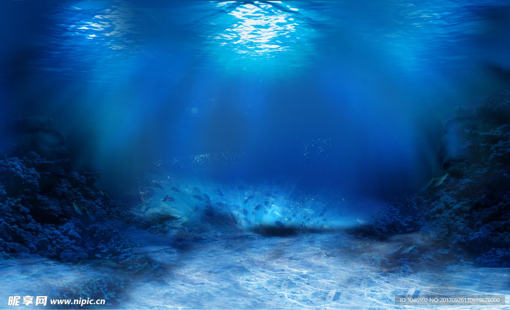 蓝色海底背景素材