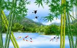 巨幅桂林山水风景画背景墙