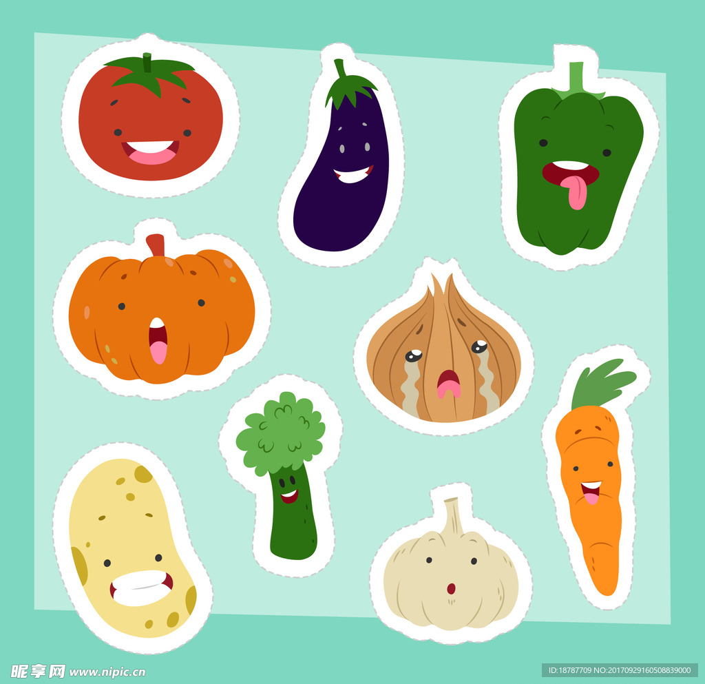 卡通蔬菜贴纸