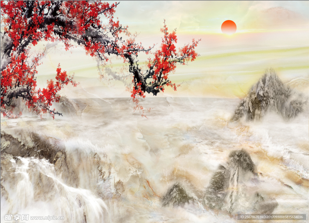 大理石纹梅花