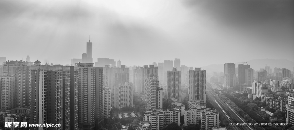 灰色雾霾城市