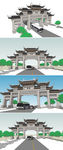 侗族元素五跨牌坊