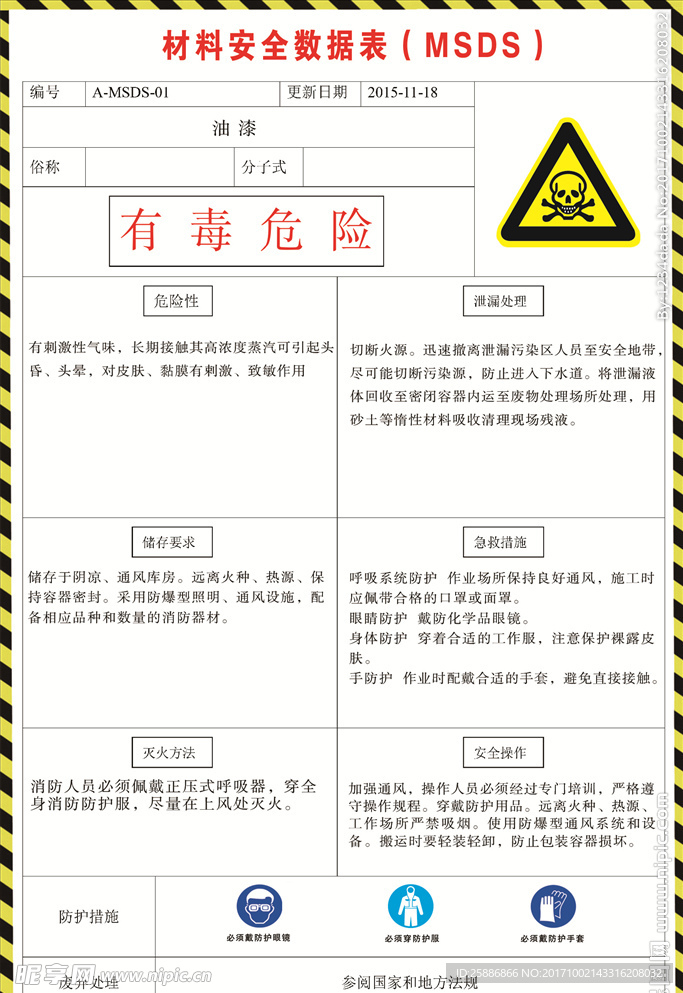 材料安全数据表（MSDS）