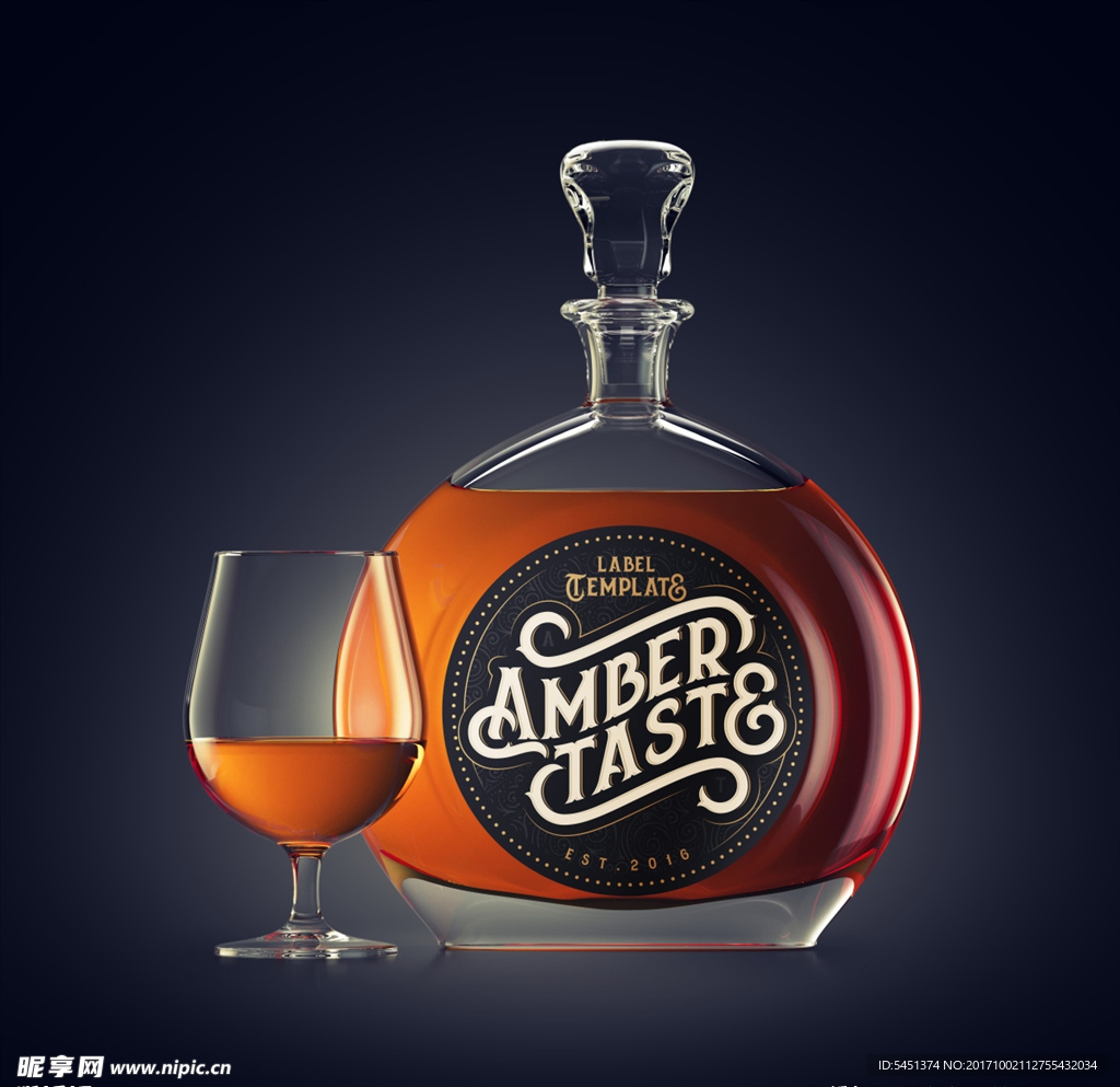 酒瓶酒杯效果图