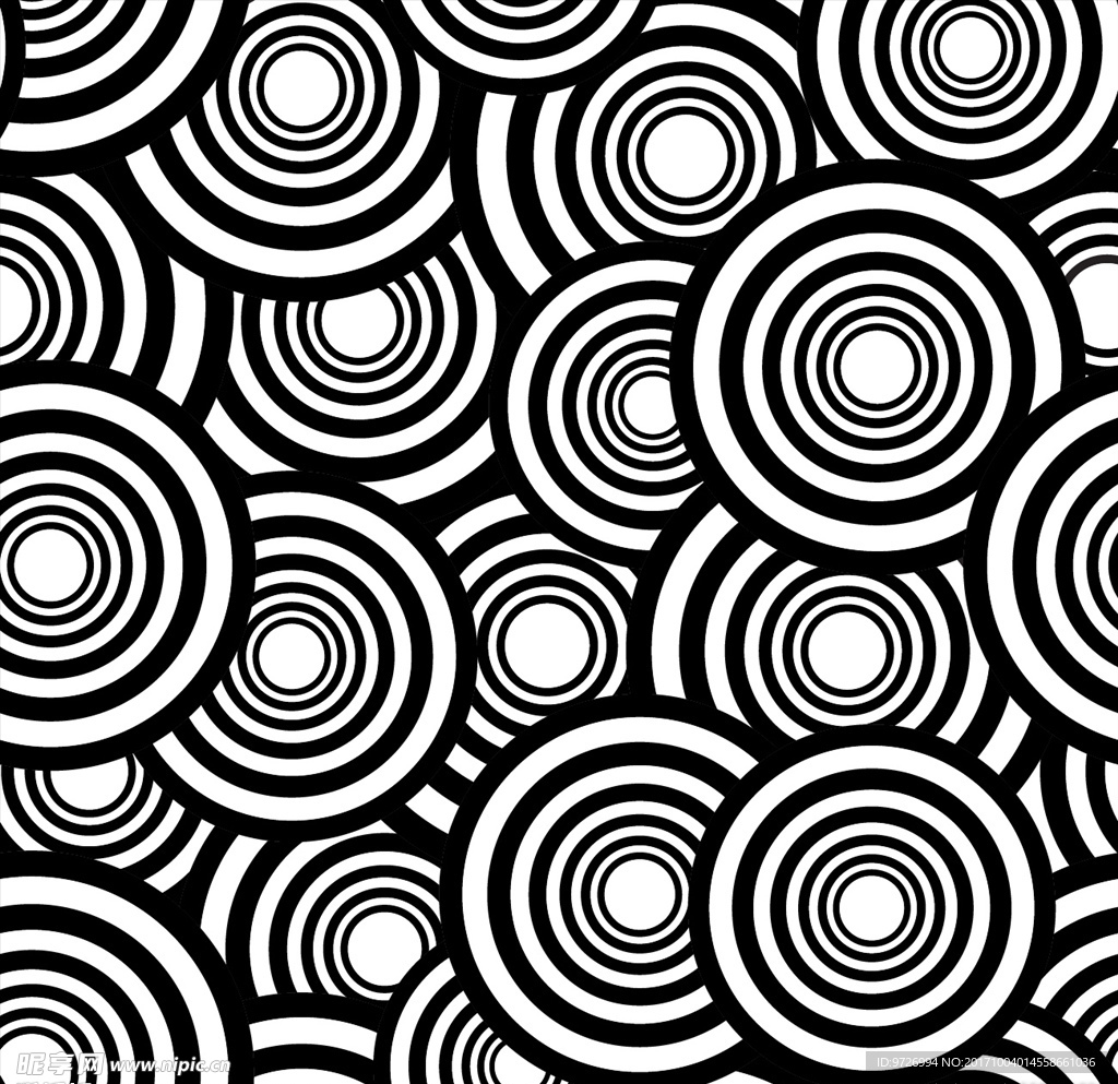 黑白圆圈四方连续底纹