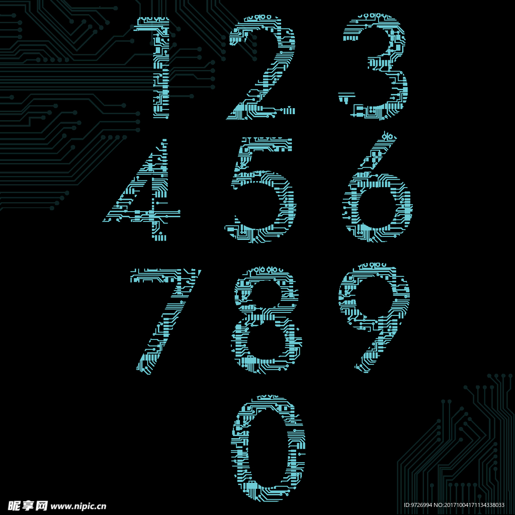 手绘电路板字体矢量图下载