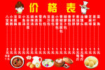 早餐店价格表