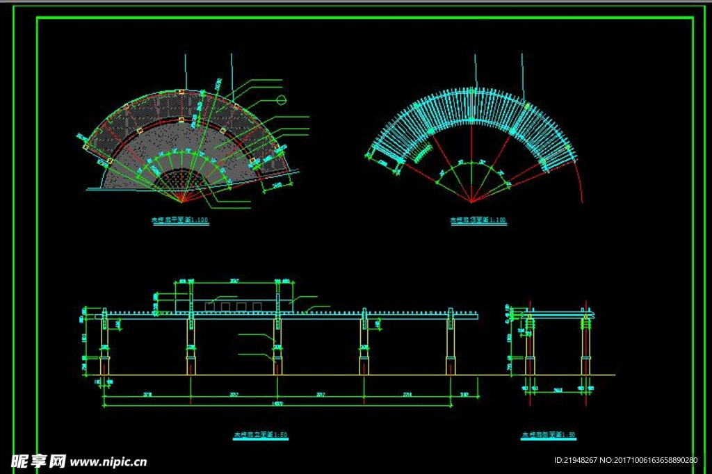 木柱廊花架施工详图