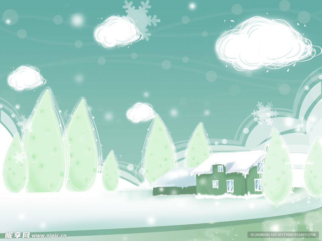 森林雪景插画