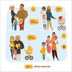 家庭旅游人物矢量