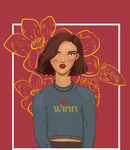 手绘美女花朵插画矢量图下载