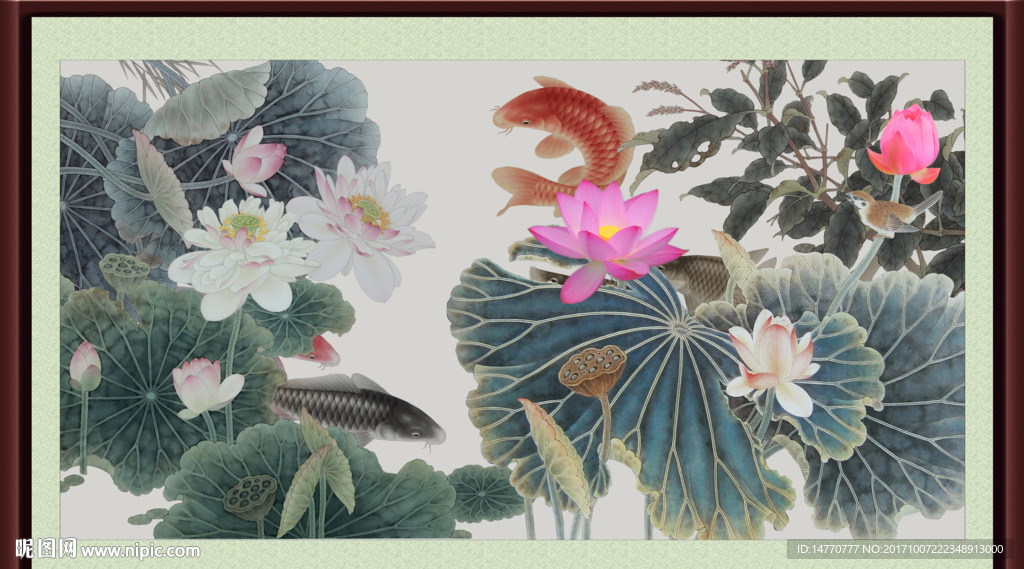 荷花鲤鱼图