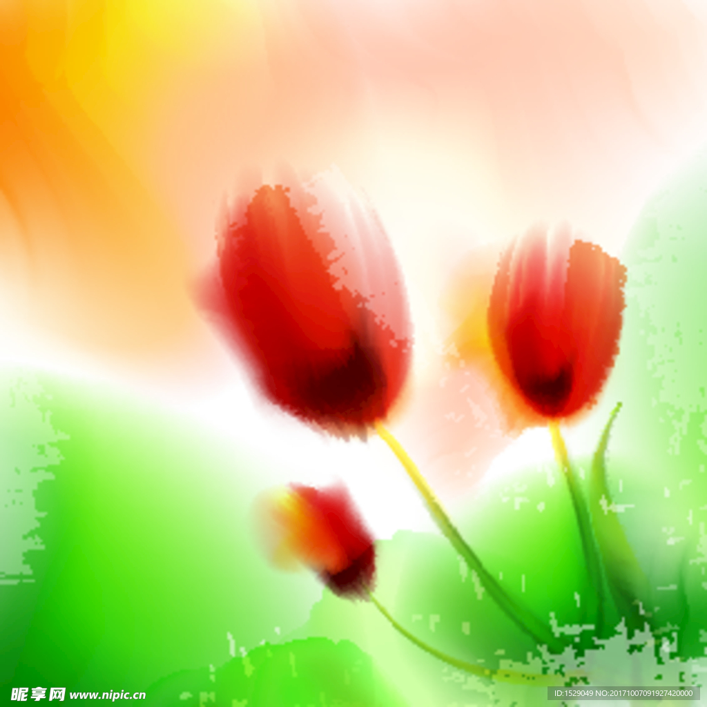 水彩抽象花