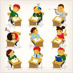 小学生上课矢量