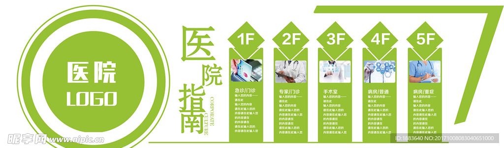 小清新微立体医院文化墙