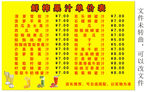 鲜榨果汁价目表