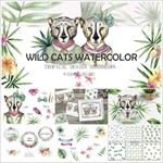 森系清新猫夫妇水彩画