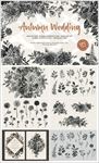 手绘秋季黑白鲜花花朵花卉树叶