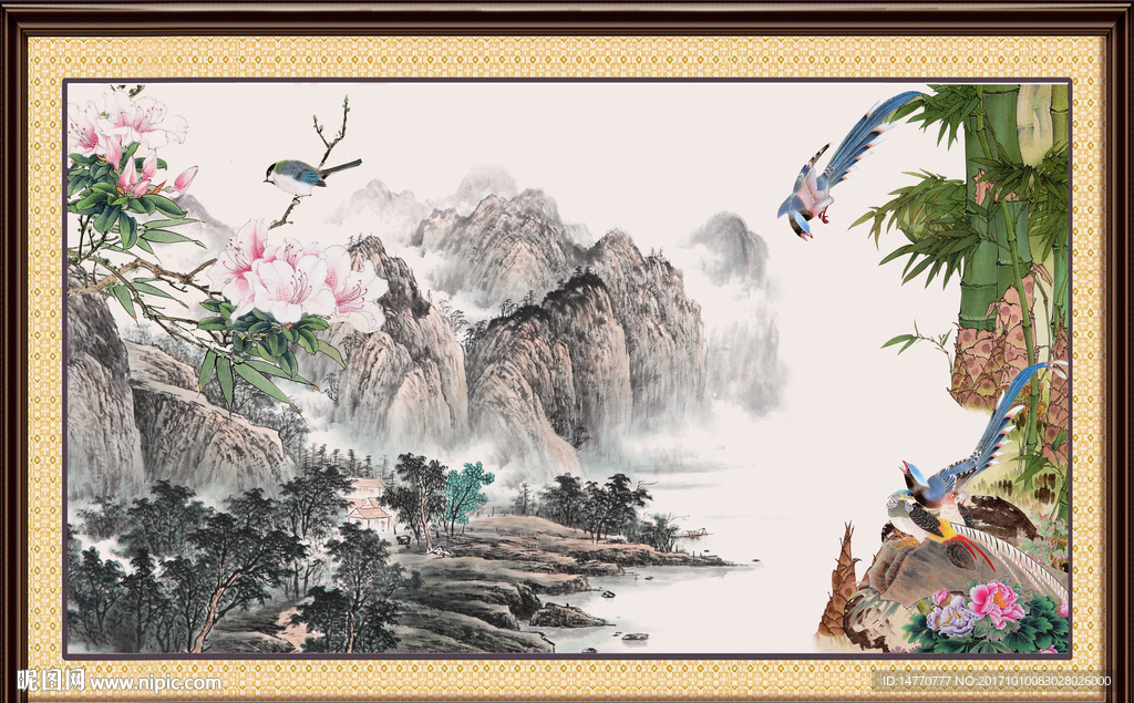 国画风景竹子
