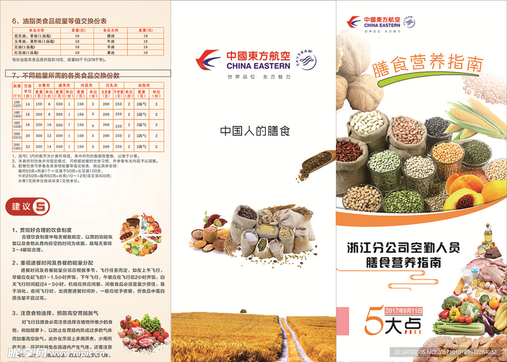 食物三折页