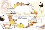 下午茶甜点水彩画