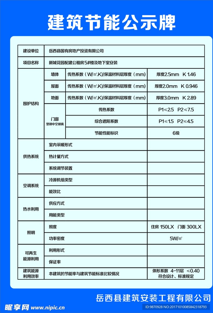 建筑节能公示牌