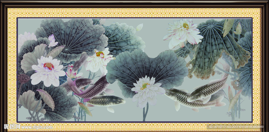荷花鲤鱼图
