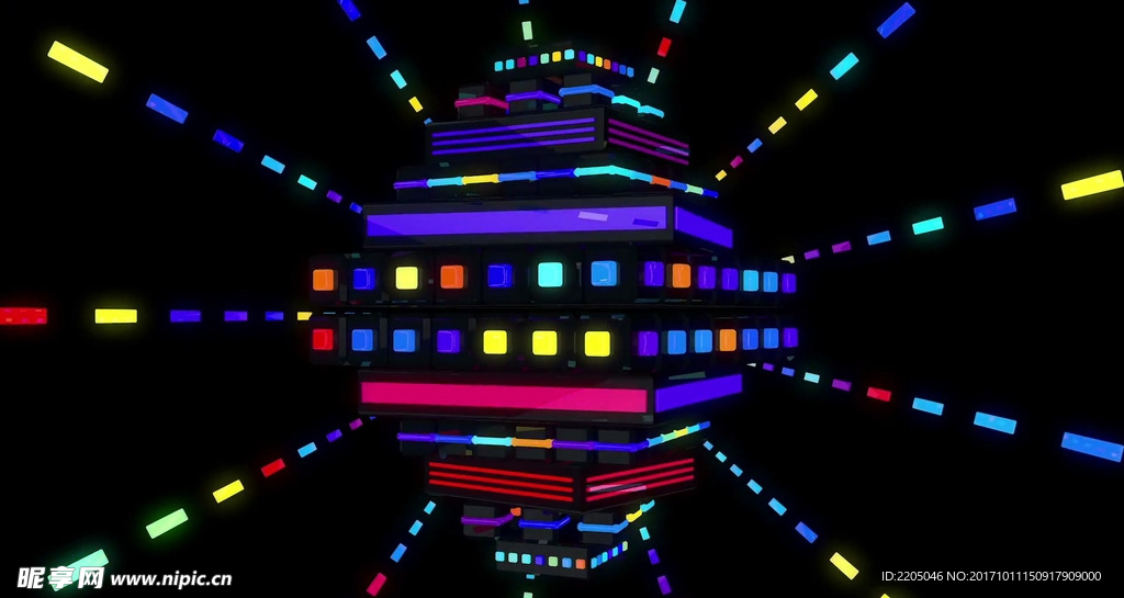 霓虹节奏线条3D立体酒吧