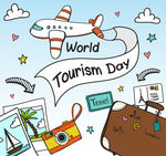 彩色世界旅游日旅行元素矢量素材