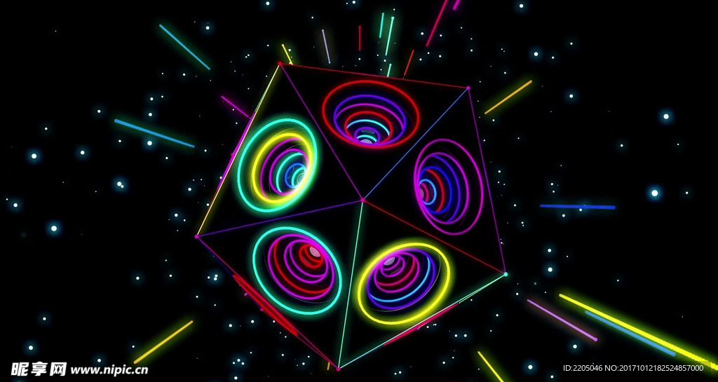 霓虹节奏线条3D立体酒吧