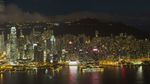 美丽香港城市高楼密集昼夜变化