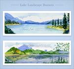 水彩绘湖水风景
