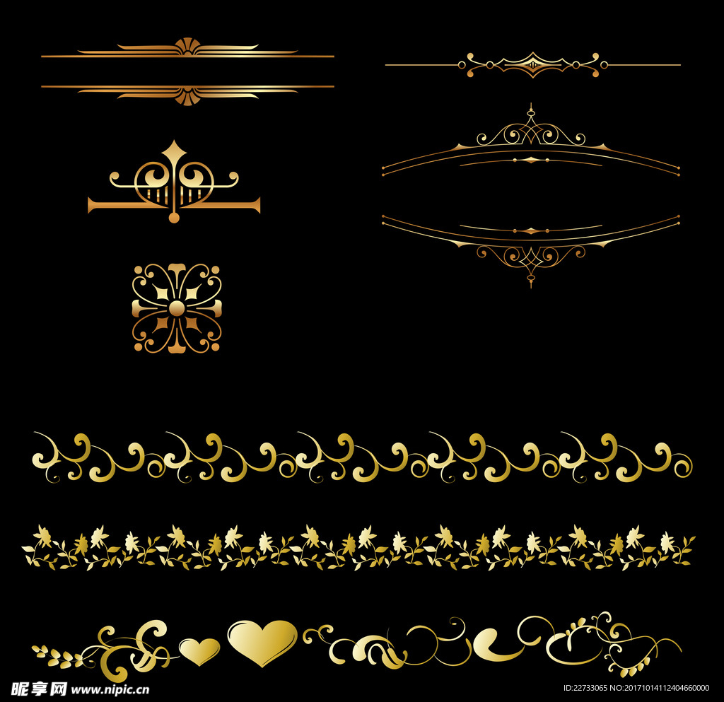 金色花纹边框素材