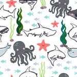 卡通海洋生物四方连续底纹
