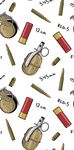 手绘武器矢量图四方连续底纹