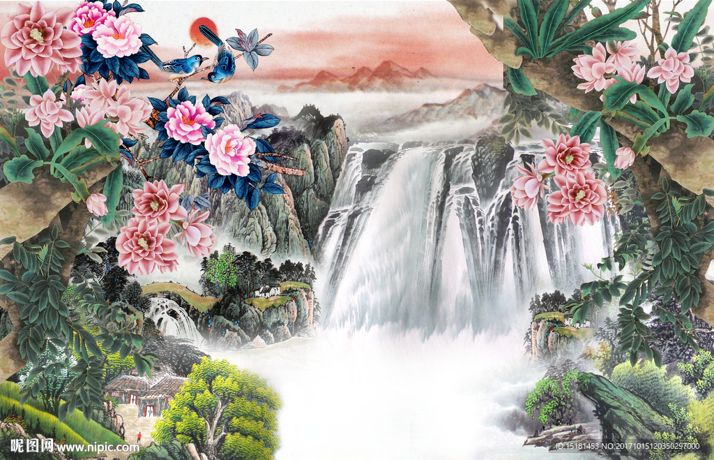 山水国画 花鸟图