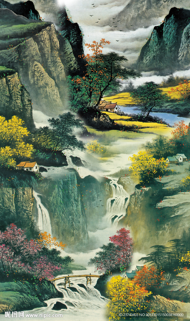 山水国画玄关