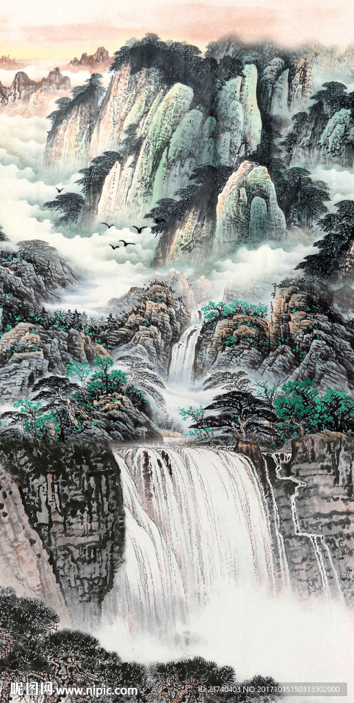 山水国画玄关