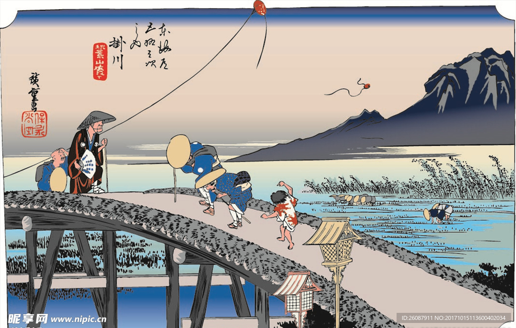 珍贵日本浮世绘矢量图图片