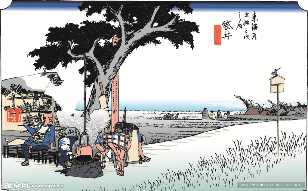 珍贵日本浮世绘矢量图图片