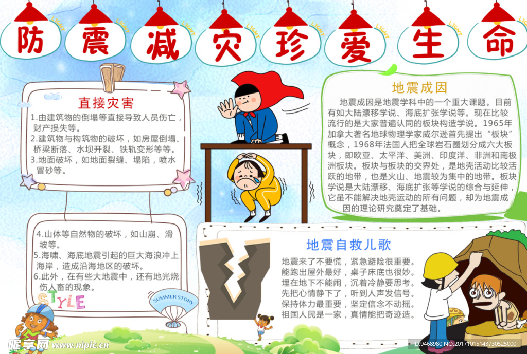 防灾减灾珍爱生命小报