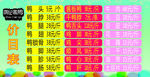 餐饮价格表
