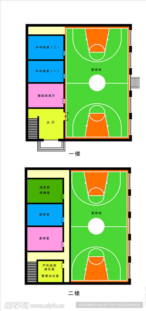 文体平面图  篮球场 布局