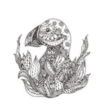 手绘线描黑白动物矢量图下载