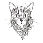 手绘线描黑白动物矢量图下载