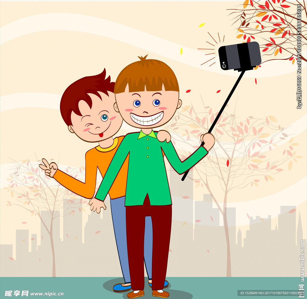 卡通手机自拍