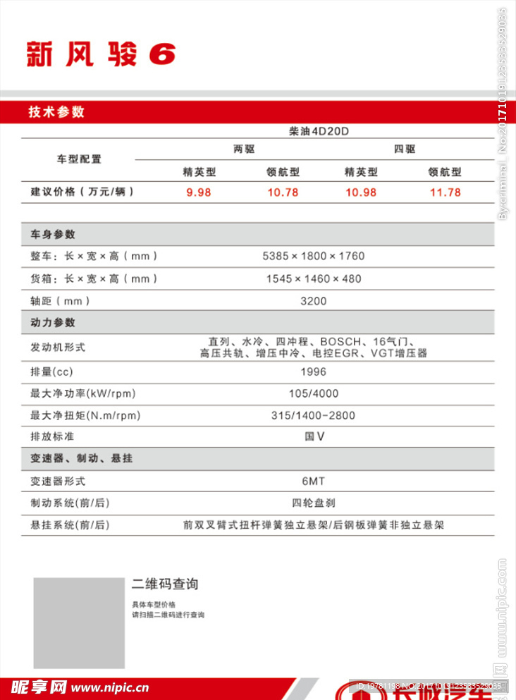 风骏6参数牌