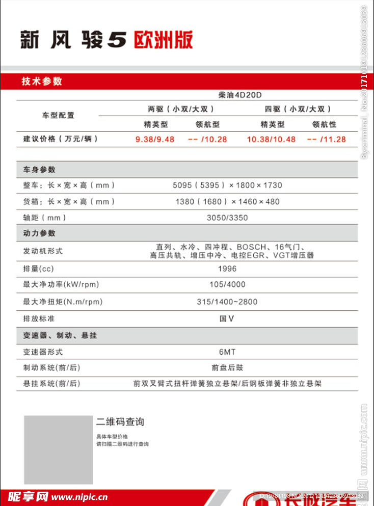 风骏5参数牌